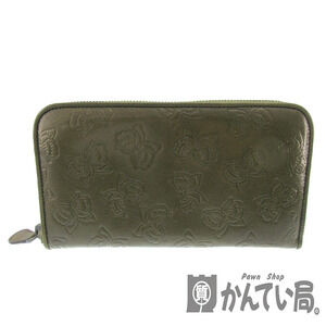 BOTTEGA VENETA Round Zip Long Wallet Brown Butterfly